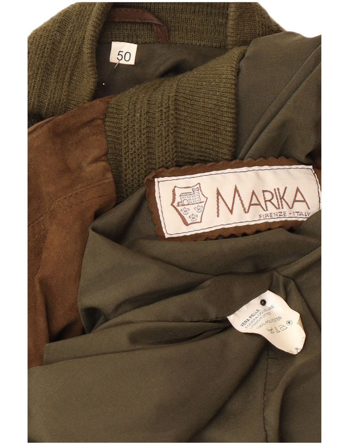 Jaqueta bomber masculina vintage de camurça IT 50 couro marrom grande