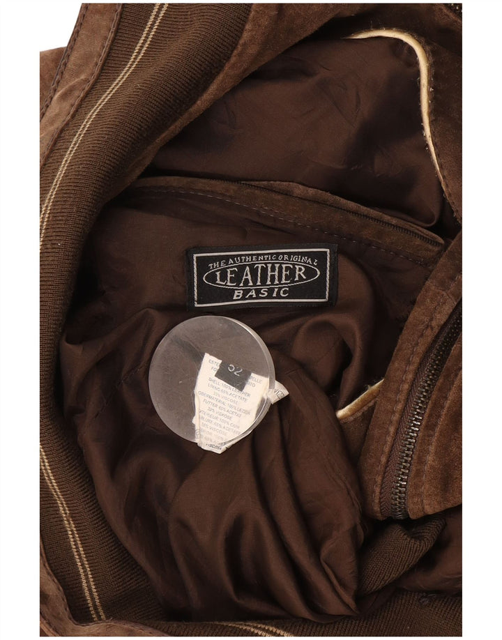Jaqueta bomber masculina básica de camurça IT 52 XL couro marrom