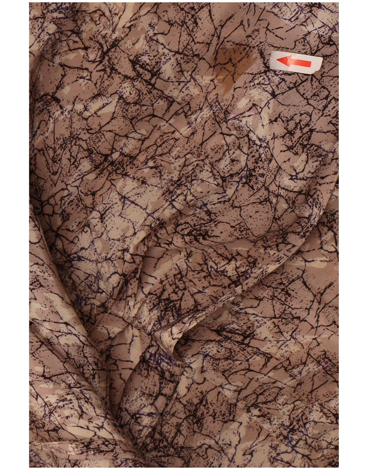 Vestido feminino vintage com padrão abstrato em mudança Reino Unido 16 grande marrom