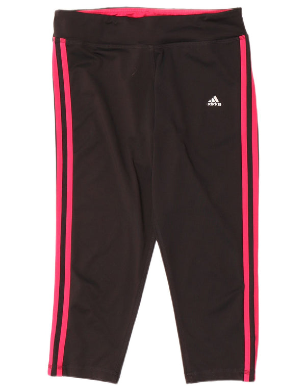 Adidas Womens Climalite Capri Leggings UK 12/14 Médio Preto Poliéster