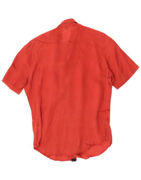 Calvin Klein Jeans Camisa masculina de manga curta grande Ramie vermelho
