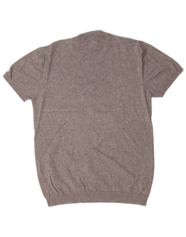 Zara Mens Short Sleeve Turtle Neck Jumper Sweater Medium Grey Viscose