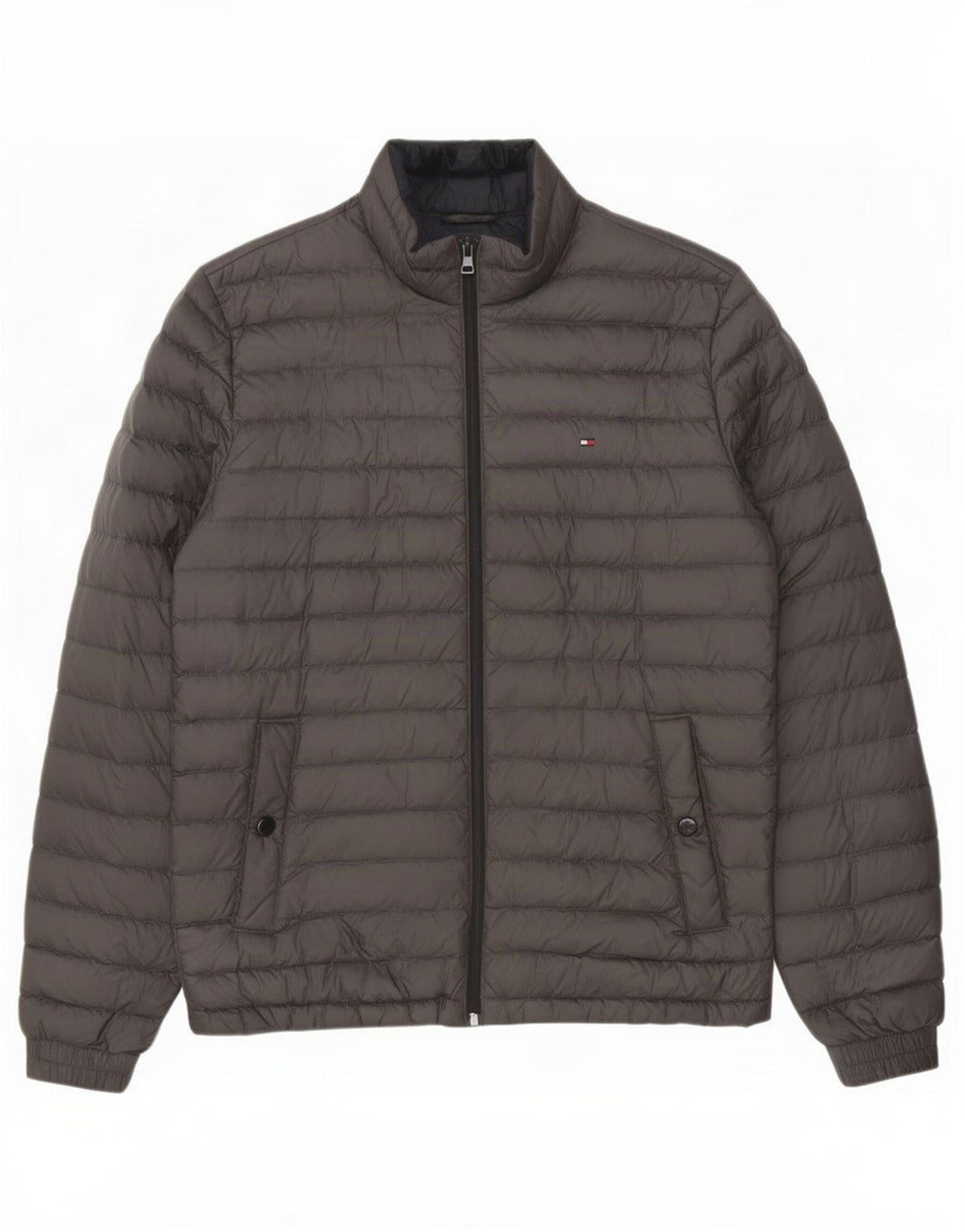 Jaqueta acolchoada masculina Tommy Hilfiger UK 38 poliéster cinza médio