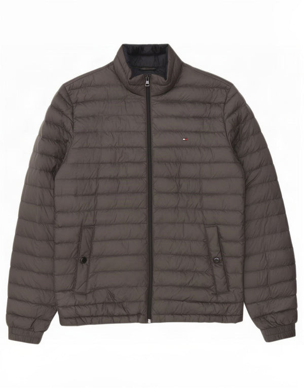 Jaqueta acolchoada masculina Tommy Hilfiger UK 38 poliéster cinza médio