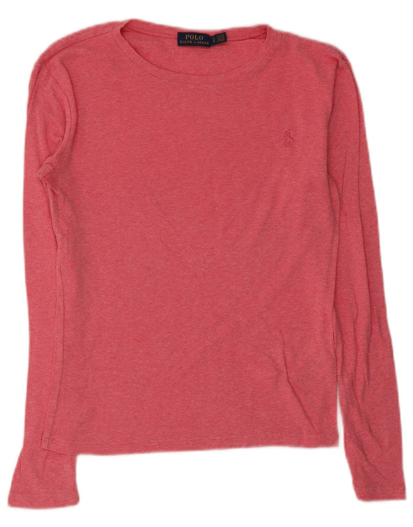 Top Polo Ralph Lauren Feminino Manga Longa UK 10 Pequeno Algodão Rosa