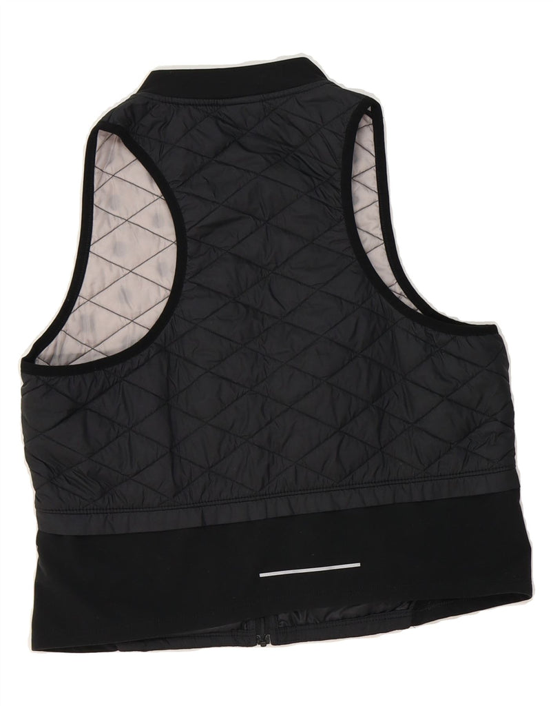 NIKE Womens Crop Quilted Gilet UK 14 Medium Black Polyester Vintage Nike and Second-Hand Nike from Messina Hembry 