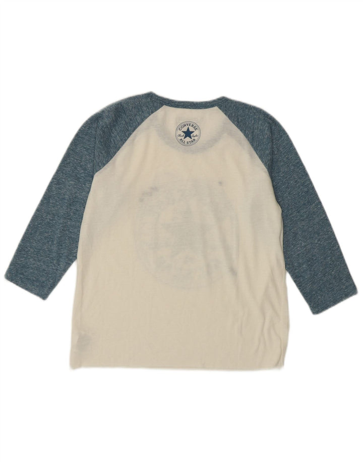 CONVERSE Camiseta feminina Chuck Taylor com manga 3/4 Reino Unido 6 XS branco