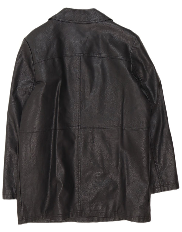 Casaco feminino grande de couro sintético Urban Outfitters Reino Unido 10 pequeno preto