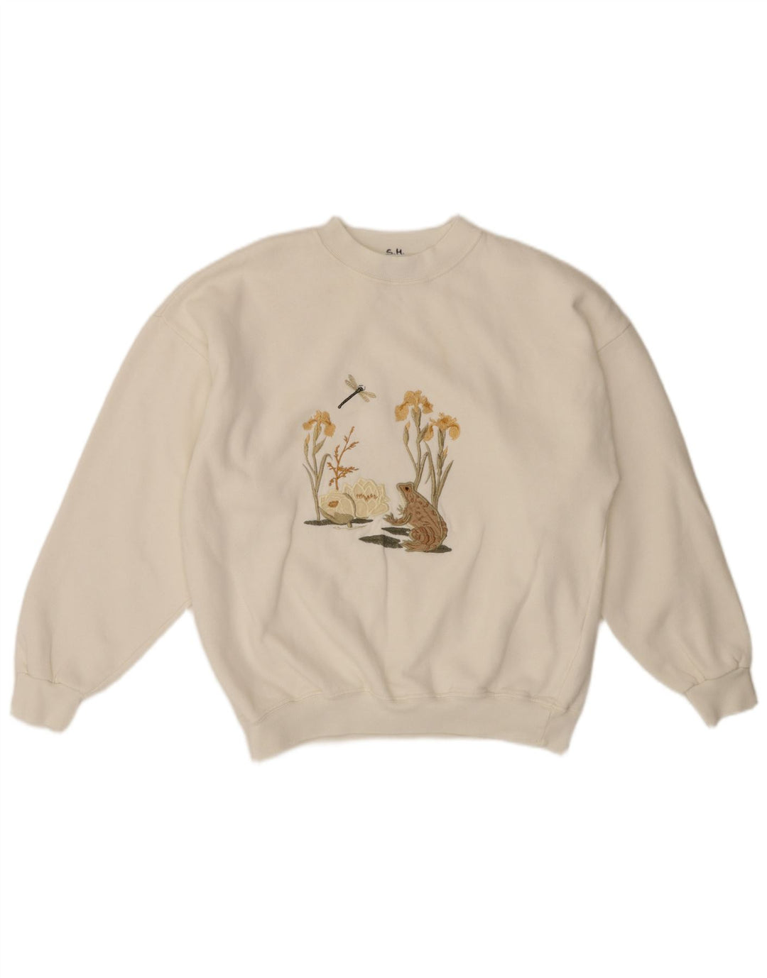 Suéter feminino ACORN com gola redonda Reino Unido 16 grande acrílico branco