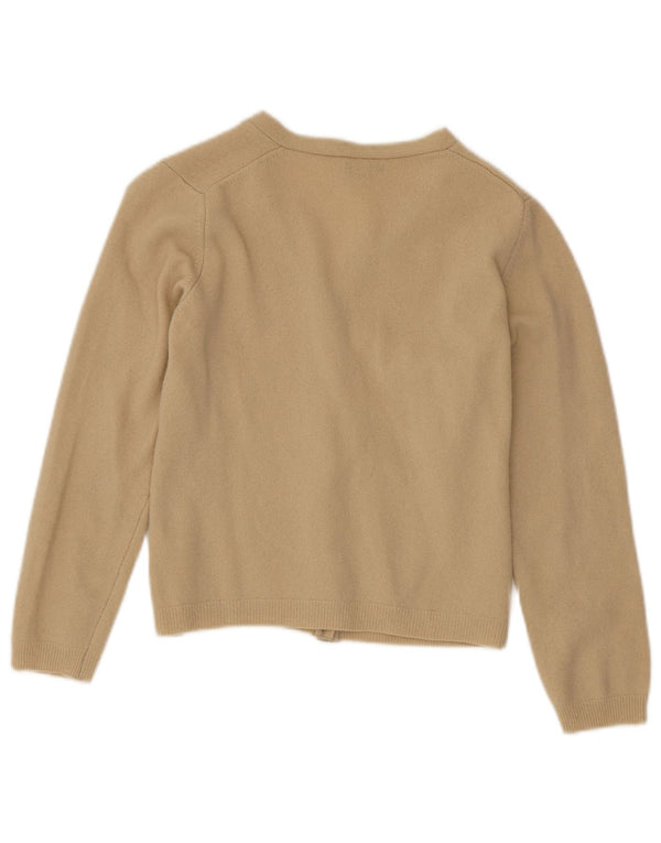Suéter feminino Benetton Crop Cardigan UK 10 pequena lã virgem verde