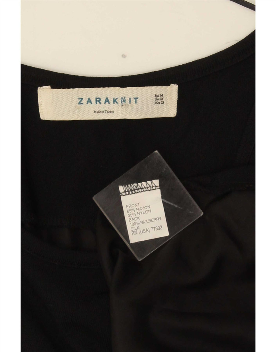 Túnica feminina Zara sem mangas UK 12 médio preto rayon