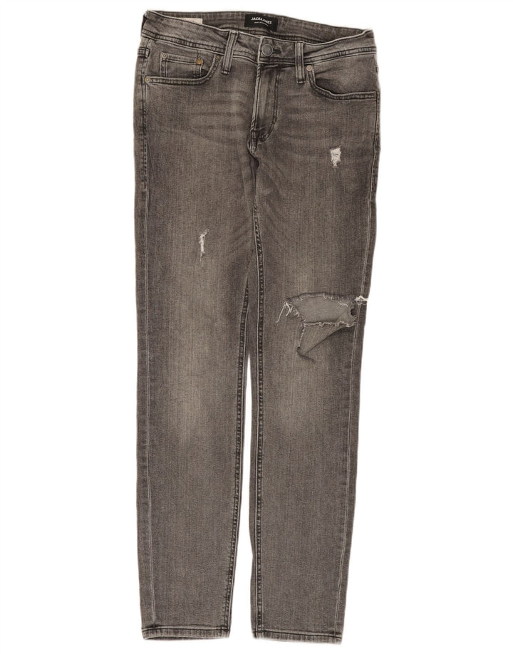JACK & JONES Calça jeans masculina desgastada W30 L30 algodão cinza