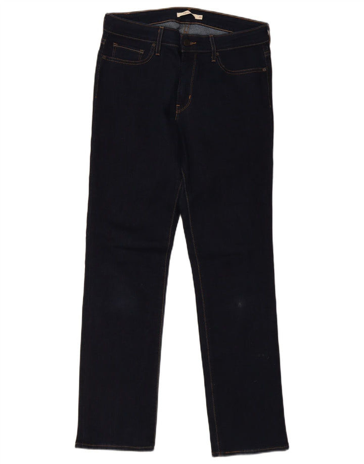 Calça jeans feminina Levi's 714 Straight W29 L31 azul marinho algodão