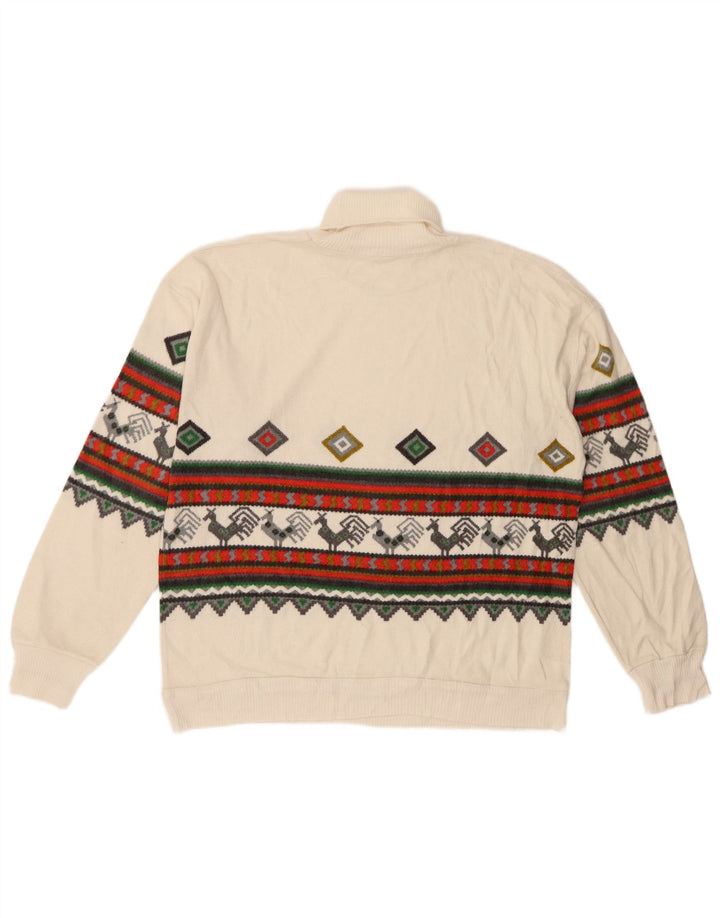 Suéter feminino vintage com gola redonda IT 44/46 médio branco poliacrílico