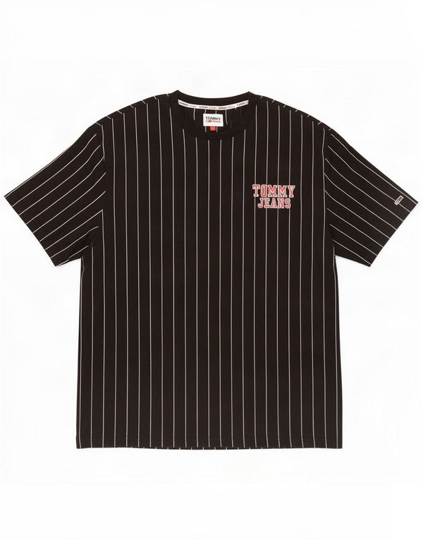Tommy Hilfiger Camiseta masculina Top grande listrado preto