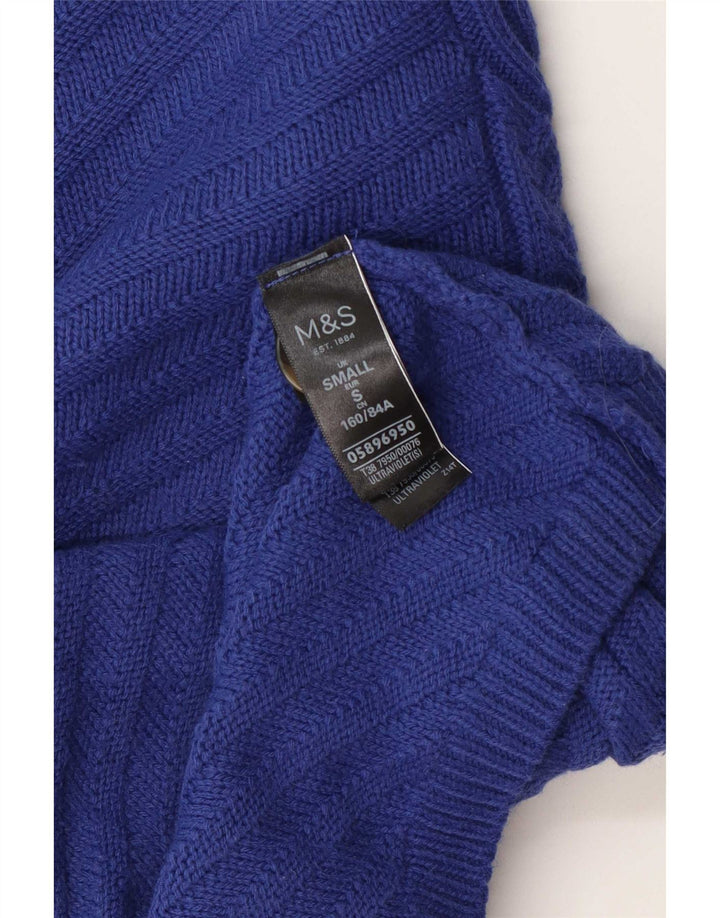 Suéter feminino Marks & Spencer com gola redonda e acrílico azul pequeno Reino Unido 10