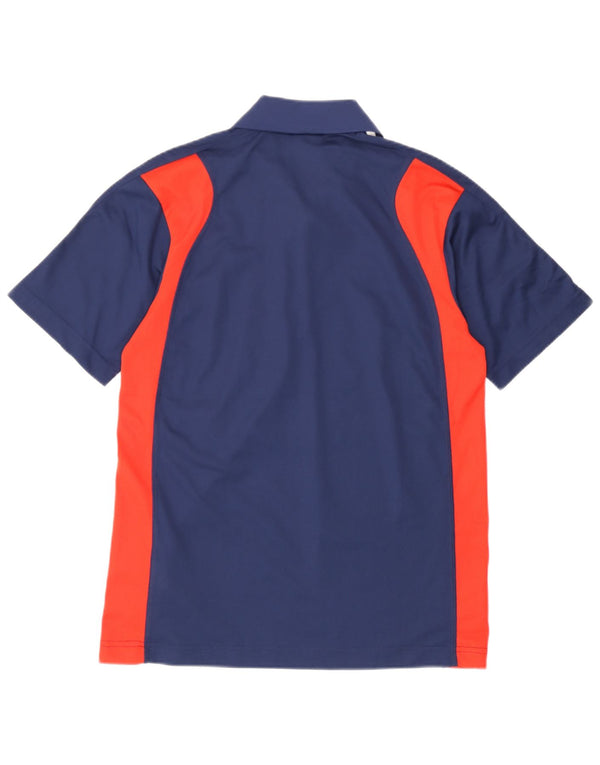 Camisa polo gráfica masculina Adidas UK 34/36 pequena azul marinho colorblock