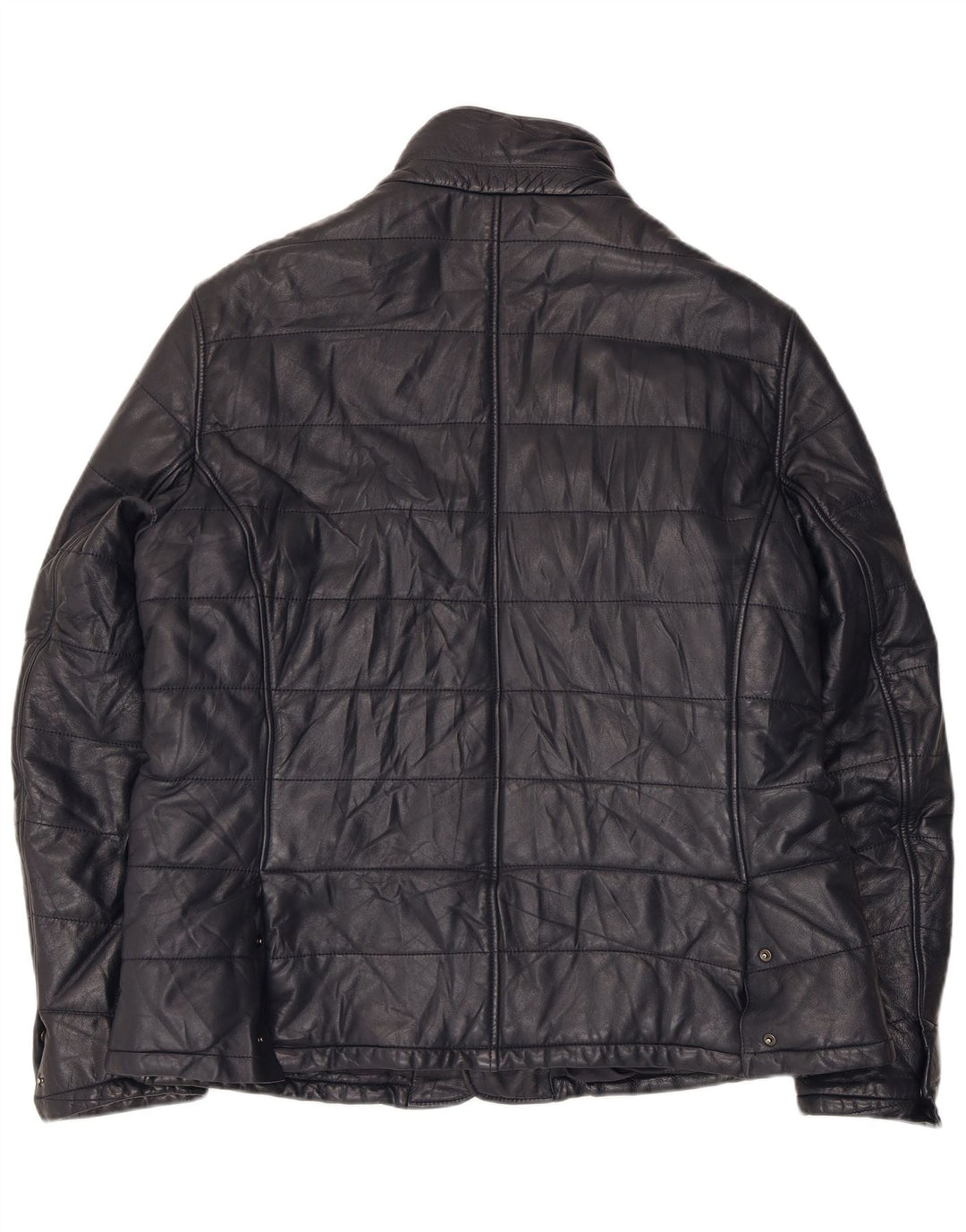Jaqueta feminina de couro bomber Desiree Reino Unido 18 XL couro azul marinho