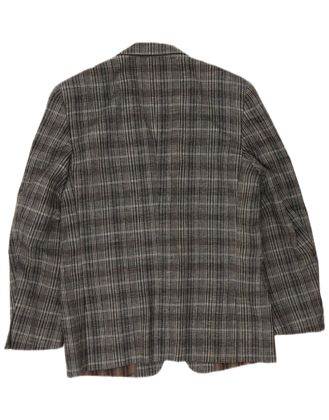 Jaqueta blazer masculina vintage com 2 botões UK 38 xadrez cinza médio