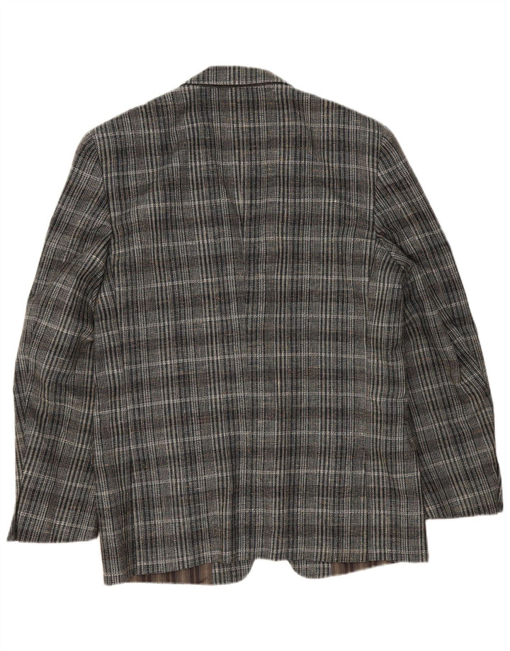 Jaqueta blazer masculina vintage com 2 botões UK 38 xadrez cinza médio