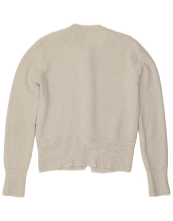 Suéter cardigã feminino Zara UK 12 médio branco poliamida