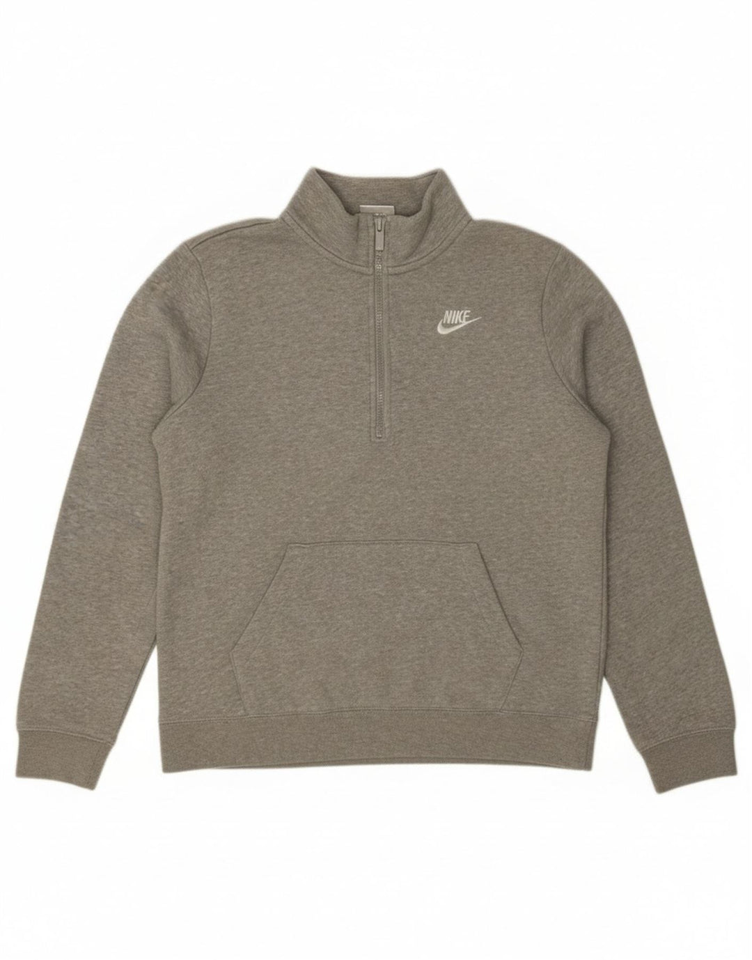 Moletom feminino Nike com zíper e gola alta, suéter UK 10 pequeno cinza manchado