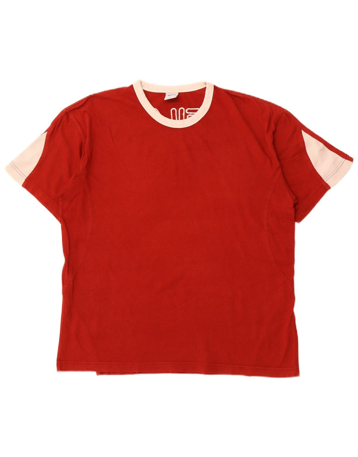 Camiseta gráfica masculina FILA Top médio vermelho colorblock