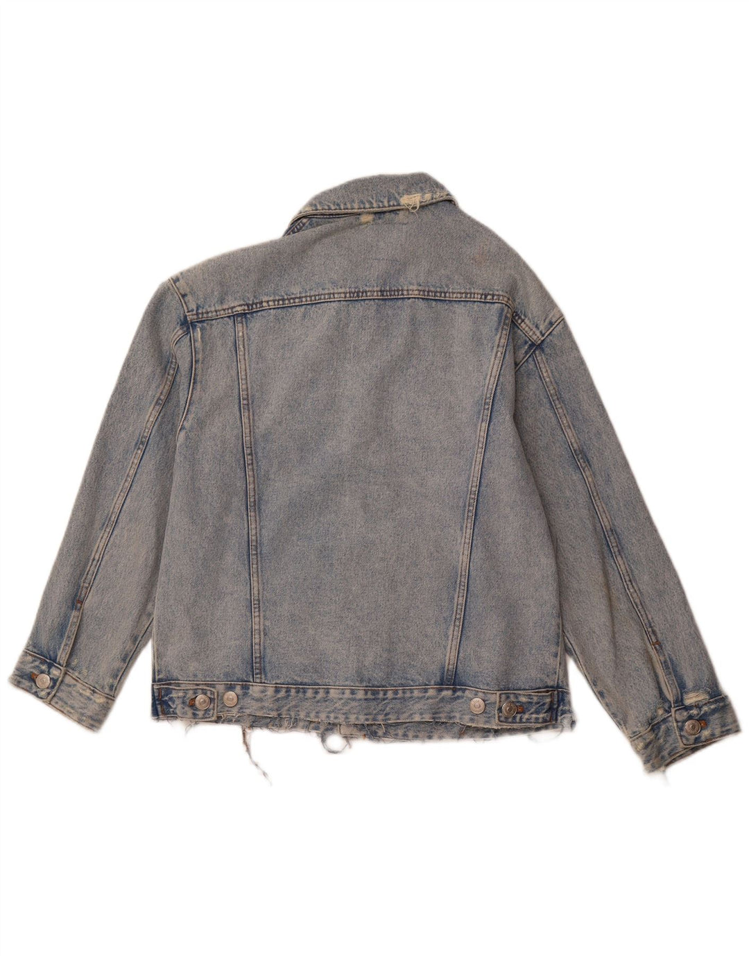 Jaqueta jeans masculina ZARA desgastada Reino Unido 38 algodão azul médio
