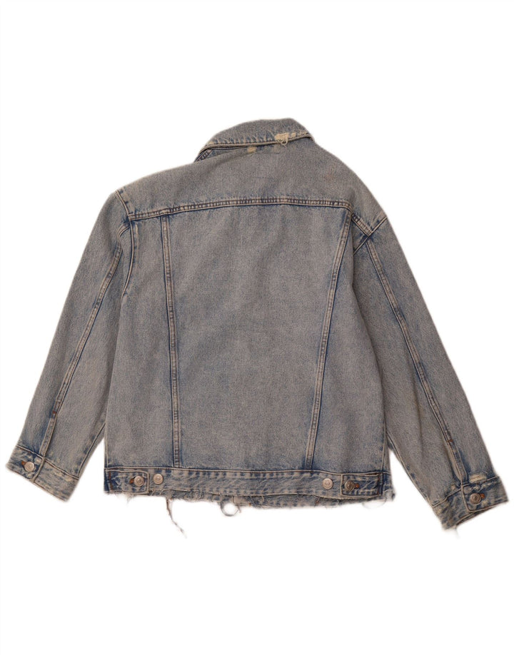 Jaqueta jeans masculina ZARA desgastada Reino Unido 38 algodão azul médio