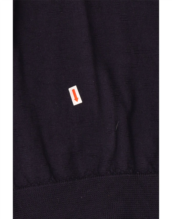 Suéter masculino Lacoste com gola redonda tamanho 4 médio azul marinho lã virgem