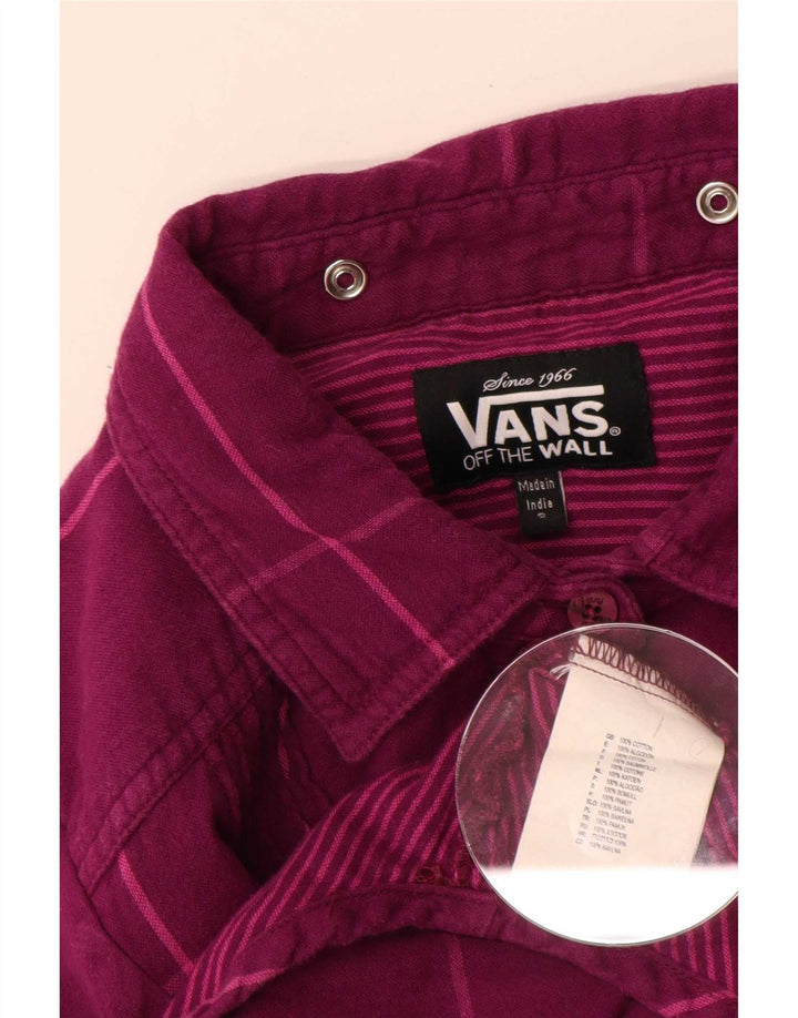 Camisa Vans Feminina UK 10 Pequena Roxa Xadrez Algodão