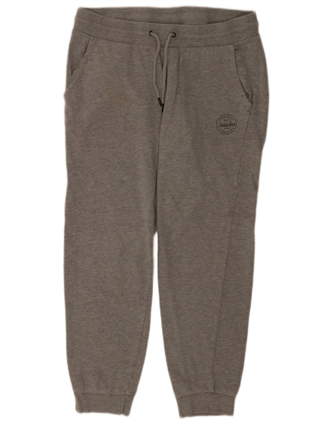 Calça de treino masculina Jack & Jones Joggers cinza médio algodão manchado