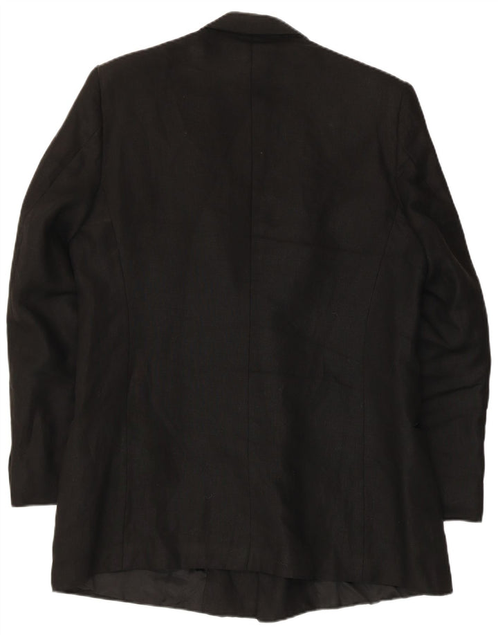 Jaqueta blazer masculina vintage com peito duplo Reino Unido 38 linho preto médio