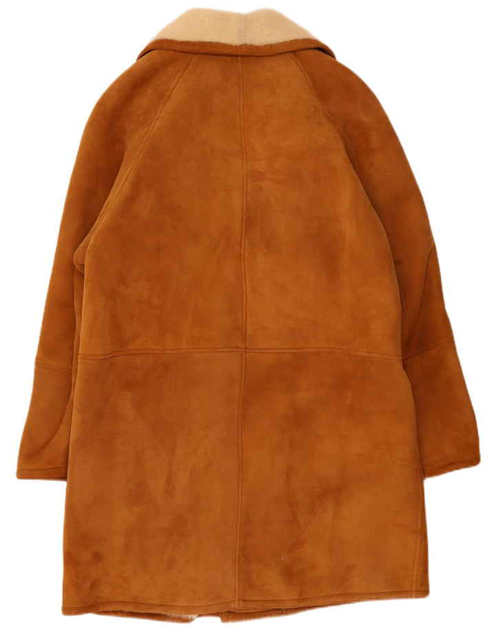 Sobretudo masculino vintage de shearling IT 50 grande bege