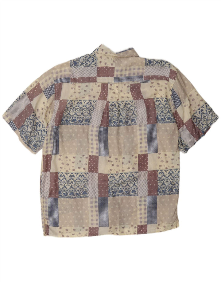 Camisa masculina de manga curta Bogari XL multicolorida patchwork seda