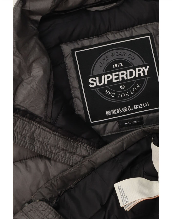 Colete acolchoado sem mangas feminino Superdry UK 14 poliéster cinza médio