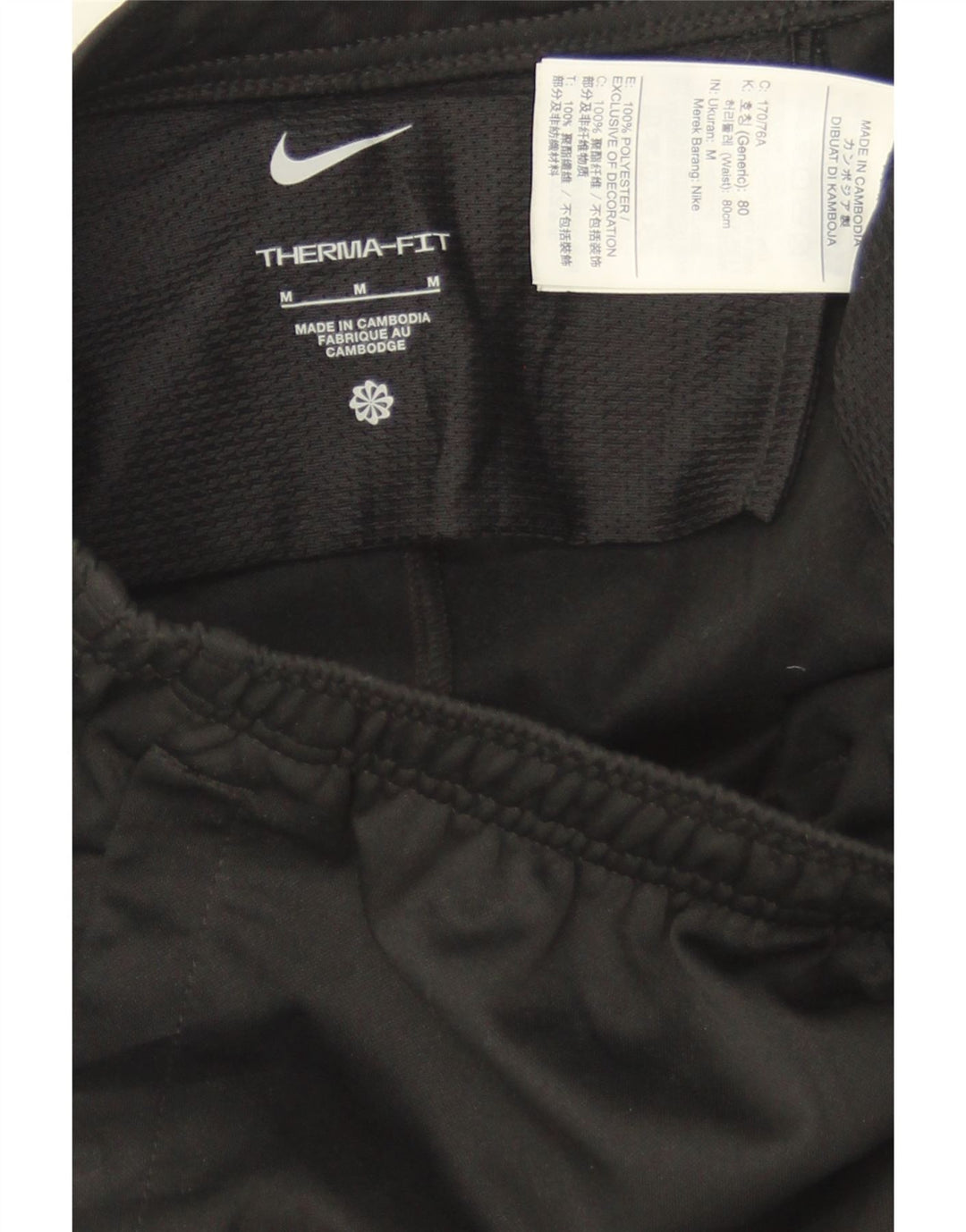 Calça de treino masculina NIKE Therma-Fit poliéster preto médio