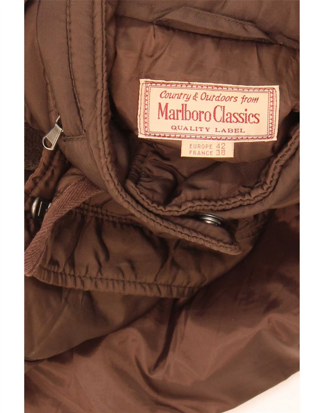 Jaqueta utilitária feminina com capuz Marlboro Classics EU 42 grande marrom nylon