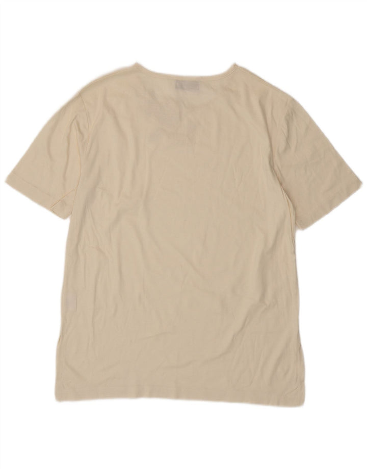 Camiseta feminina VINTAGE Top EU 38 Médio Off White Floral Algodão