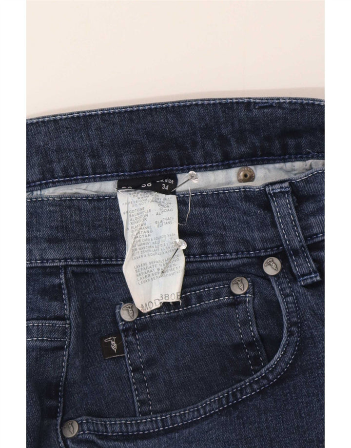 Trussardi Mens Straight Jeans W34 L30 Azul Marinho Algodão