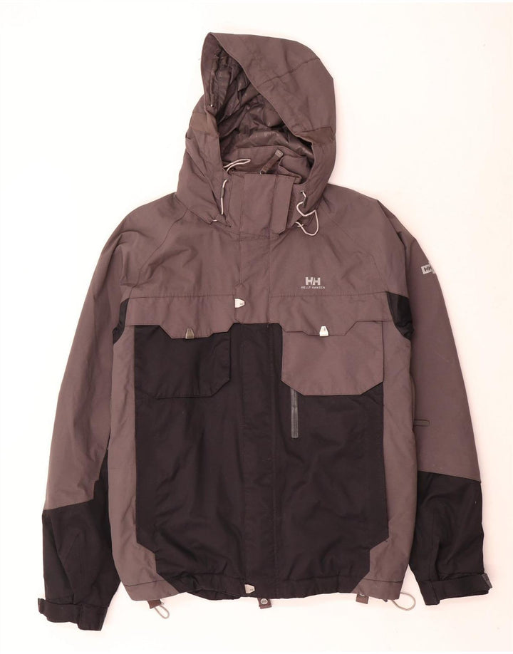 Jaqueta de esqui masculina Helly Hansen com capuz UK 36 pequena cinza Colourblock poliamida