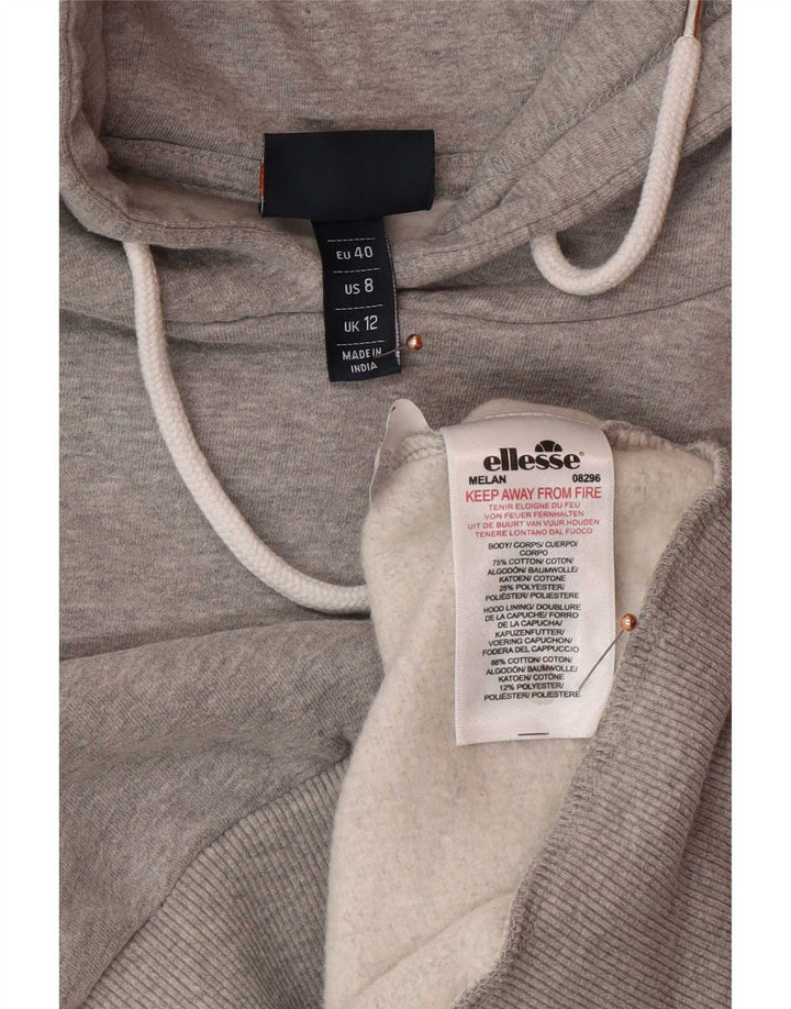 Suéter feminino Ellesse com capuz e estampa cropped grande Reino Unido 12 cinza médio