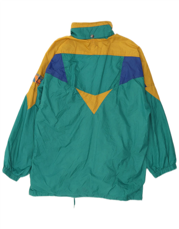 Jaqueta corta-vento masculina VINTAGE UK 40 grande azul colorblock poliamida