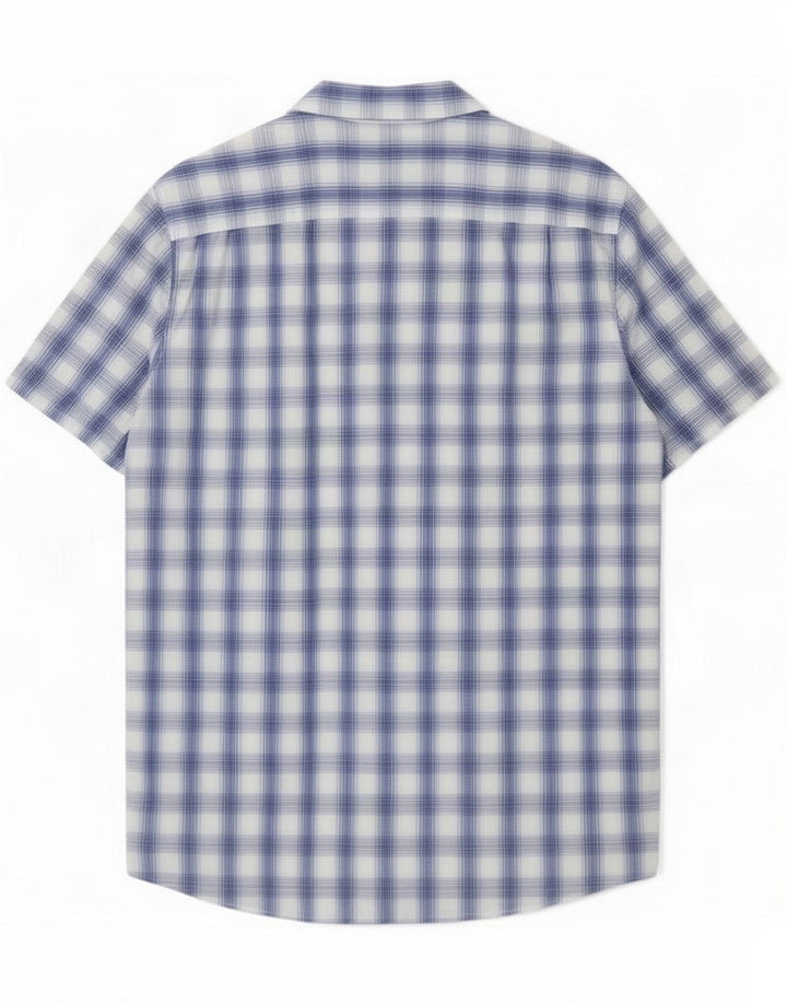 Camisa gráfica masculina Gas Grande algodão xadrez azul