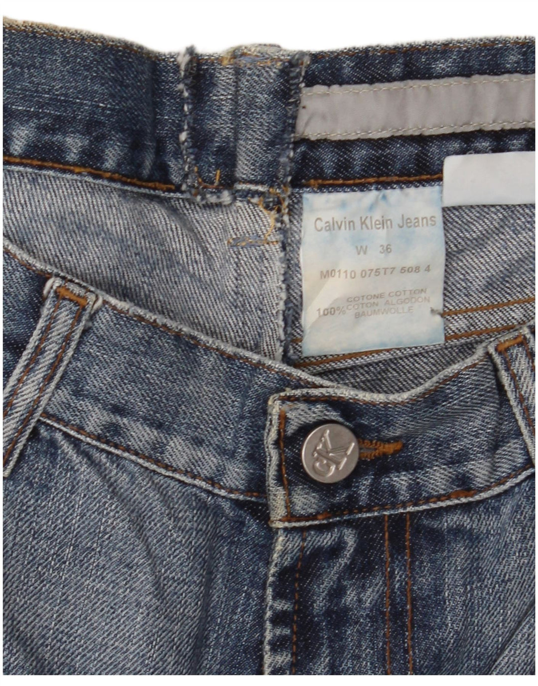 CALVIN KLEIN Mens Jeans Slim W36 L30 Azul Algodão