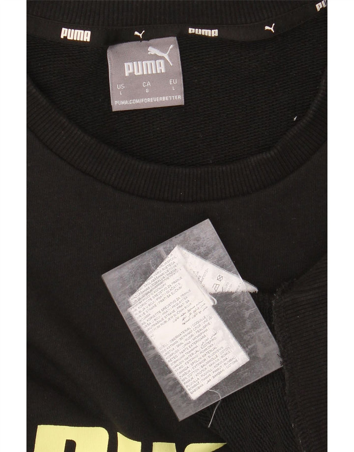 PUMA moletom gráfico masculino jumper grande algodão preto