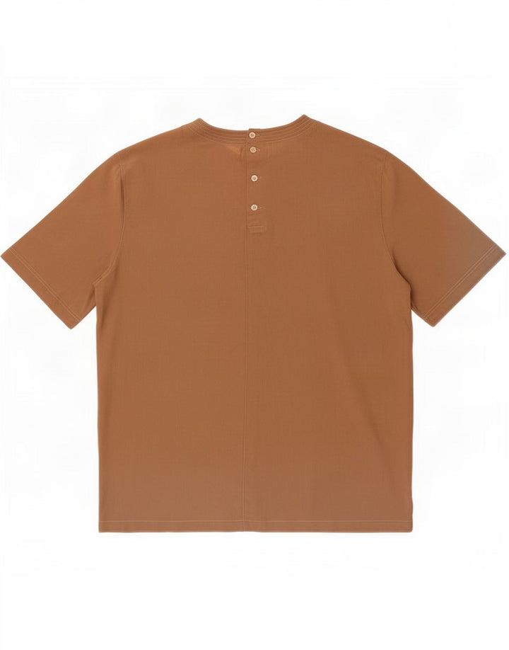Blusa feminina vintage top IT 44 seda marrom médio
