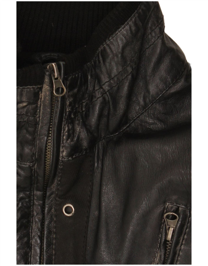 Jaqueta de couro masculina vintage UK 42 XL couro preto