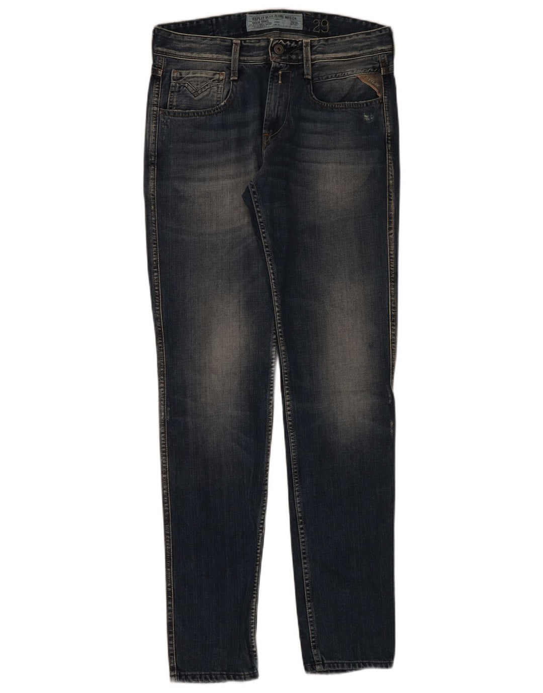 Replay Calça Jeans Feminina Distressed Slim W29 L32 Azul Marinho Algodão