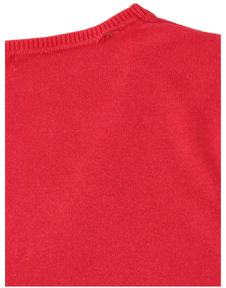 Suéter feminino Benetton com decote em V UK 12 médio vermelho